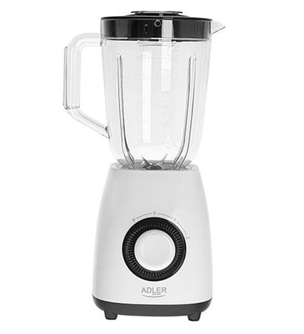 Adler AD 4085 1.5L white electric mixer with 1000W motor, suitable for home cooking, shown with beaters and mixing bowl.