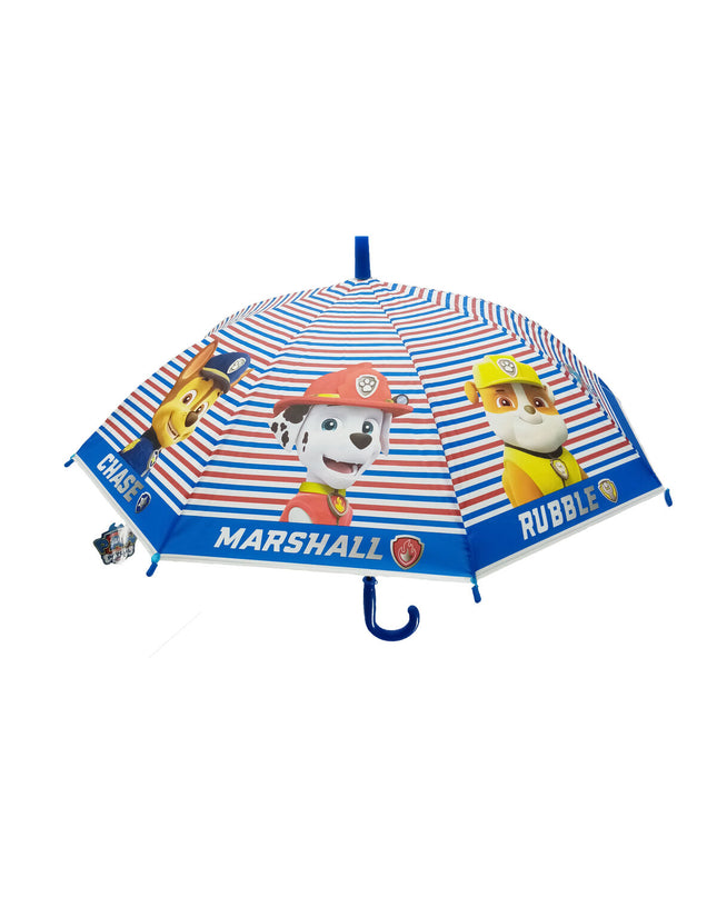 Blue Paw Patrol Pups Rule umbrella with pup images, 76 cm diameter, designed for children and featuring durable fabric and a sturdy handle.