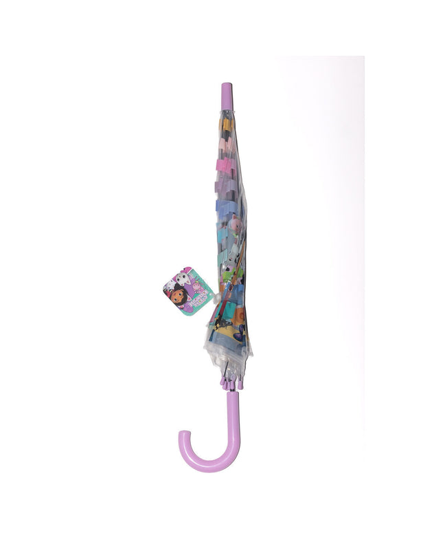 Pink Gabby's Dollhouse Party umbrella, 76 cm, child-sized bagage umbrella with playful design from Gabby's Dollhouse brand.