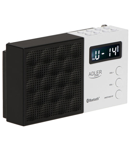 Adler PLL FM radio AD 1908 in black and white, vintage electronic audio device with tuning dial and control knobs.