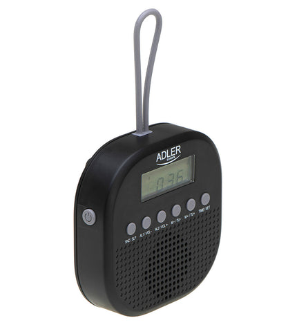 Black Adler Radio AD 1912 vintage electronic audio device with dials and tuning knob, classic design for vintage radio enthusiasts.