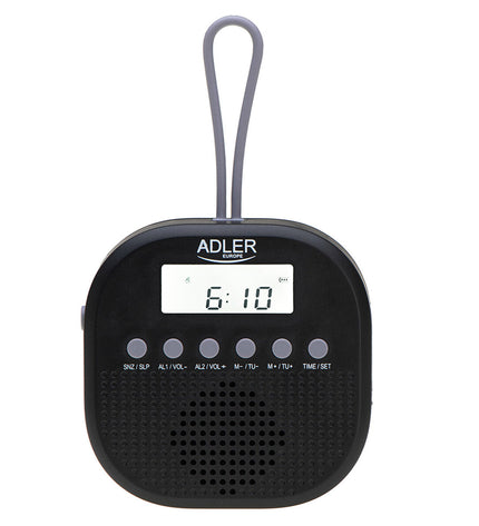 Vintage Adler Radio from 1912 in black, showcasing a classic early 20th-century electronic audio device with dials and a wooden finish.