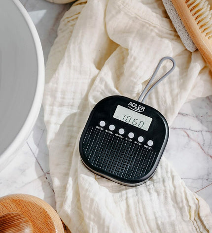Black Adler radio from 1912 with vintage design, featuring dials and speaker grille, part of audio and hi-fi electronics collection.