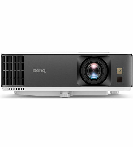 BenQ TK700 projector displaying bright, colorful image on wall, electronic device for home entertainment and presentations.