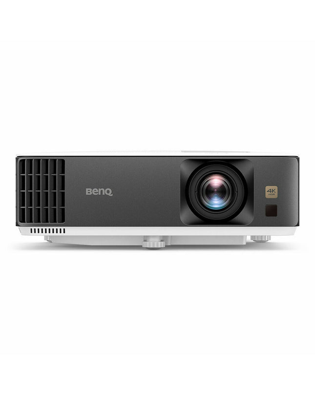 BenQ TK700 projector displaying bright, colorful image on wall, electronic device for home entertainment and presentations.