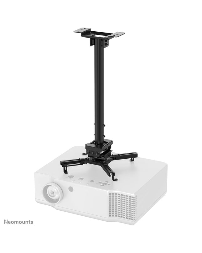 Neomounts CL25-540BL1 projector mount attached to a ceiling, suitable for electronics and home theater setups.