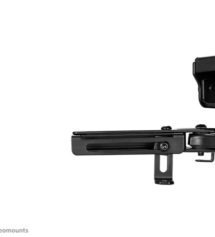 Neomounts CL25-550BL1 projector mount for electronics, TV, and home theater setup, shown mounted on a ceiling with a projector.