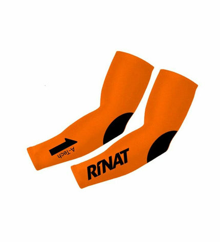 Rinat Hulzen Rinat A-Tech black and orange cycling helmet for sport and outdoor riding, featuring aerodynamic design and ventilation.