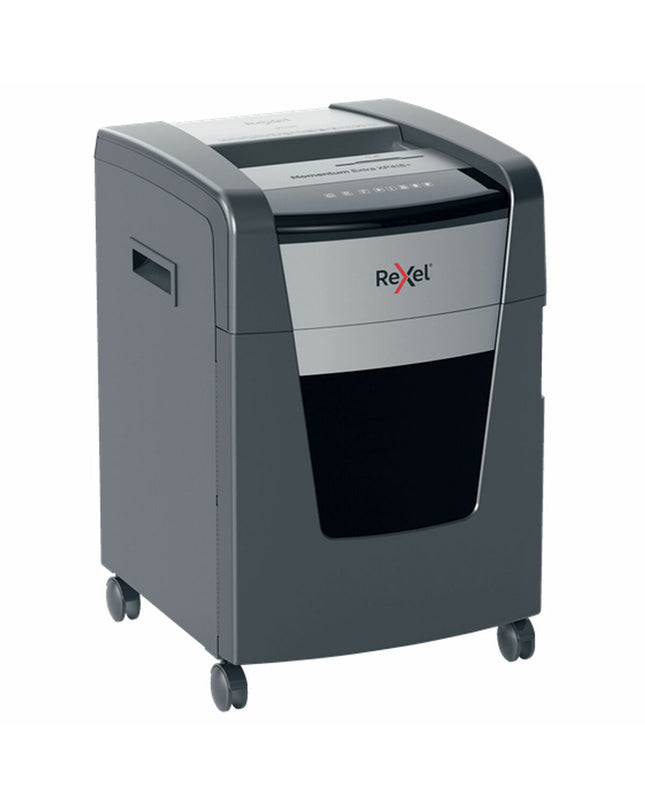 Rexel Momentum Extra XP418+ paper shredder with 45-liter waste bin, office electronic device for secure document disposal