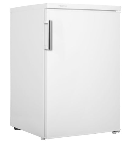 White Hisense RL170D4BWE mini-koelkast with compact size, 85x55 cm, suitable for home and kitchen use.