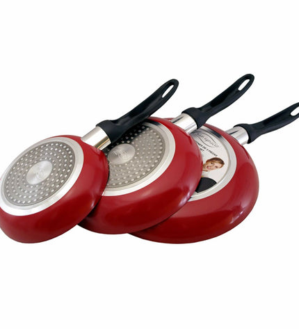San Ignacio Rood aluminium pannenset with multiple pots and lids for home cooking, kitchen cookware set.