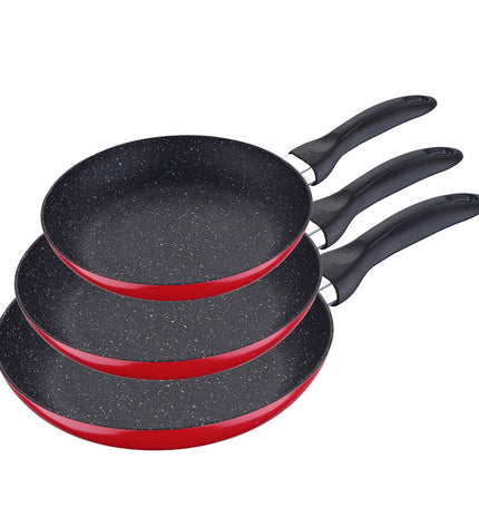 San Ignacio Rood aluminium pannenset for cooking, featuring multiple pots and lids, ideal for home kitchen use.
