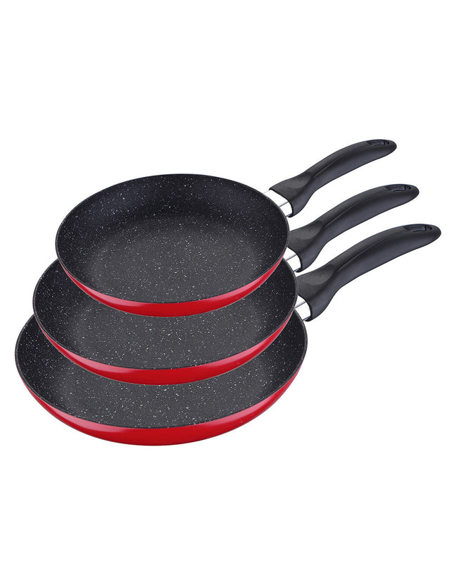 San Ignacio Rood aluminium pannenset for cooking, featuring multiple pots and lids, ideal for home kitchen use.