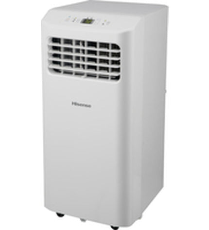 Hisense VAPC09 portable air conditioner showing a compact unit with control panel and vents for efficient cooling.