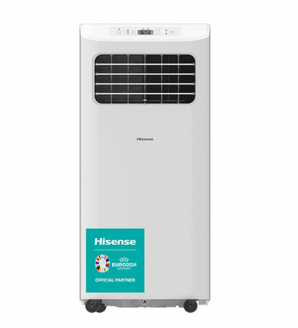 Portable Hisense APC09KV A air conditioner unit with adjustable vents and control panel for home cooling.