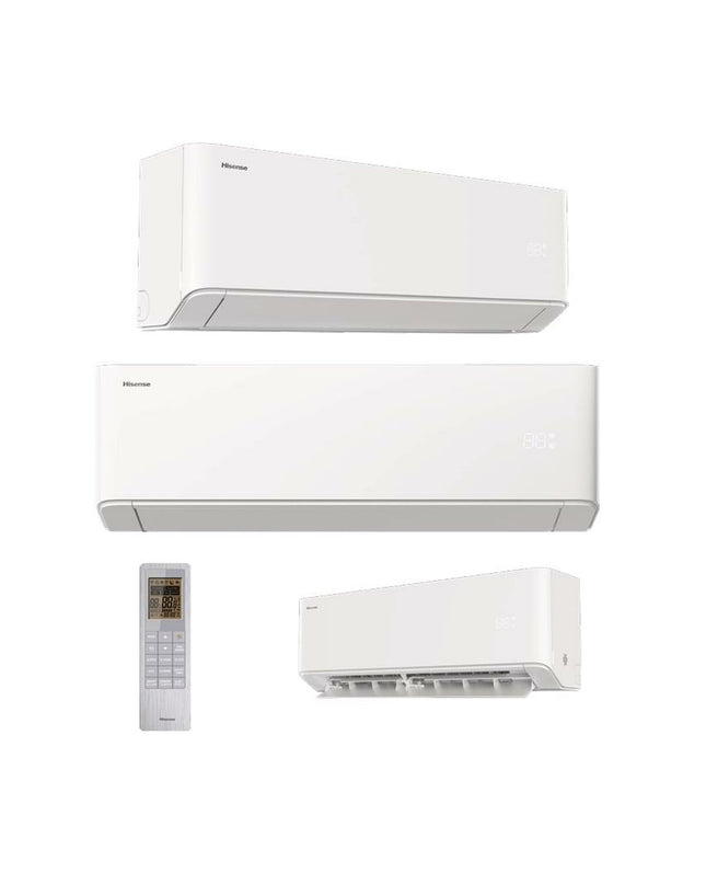 Hisense HB25XU0A portable air conditioner in white with digital display and vents for cooling a room.