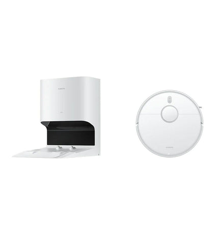 Xiaomi X10 robot stofzuiger op vloer, met ronde vorm en sensor, voor schoonmaken en vloerenonderhoud in huis.