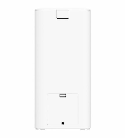 Xiaomi automatic feeder for small pets showing a sleek, white plastic device with a clear food compartment and feeding outlet.