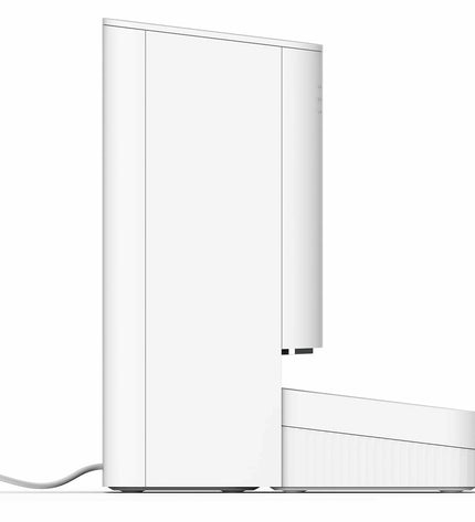 Xiaomi automatic feeder for small pets, showing a sleek plastic food dispenser with digital controls and a transparent reservoir.