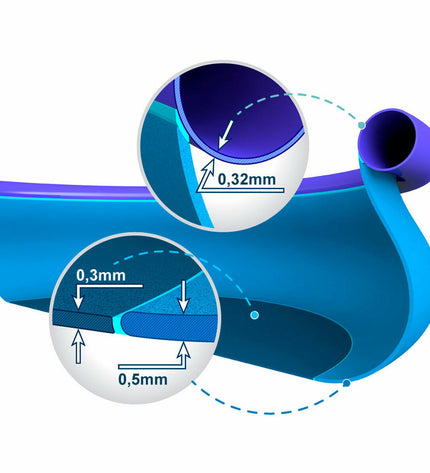 Inflatable Intex Easy Set round swimming pool with 366 cm diameter and 76 cm height, filled with water, outdoor backyard setup