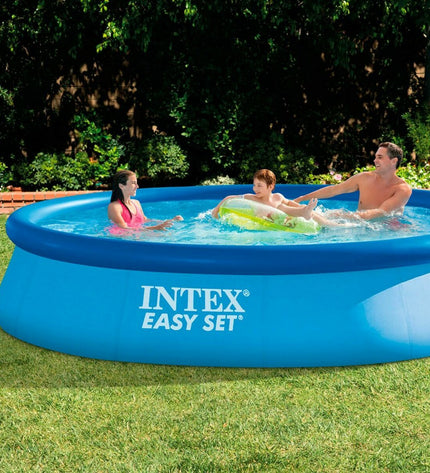 Inflatable Intex Easy Set round swimming pool with 7290L capacity, 396x84cm size, suitable for outdoor fun and relaxation.