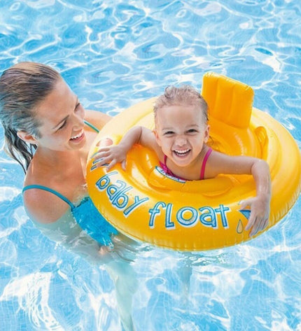 Intex baby swimming ring with 70cm diameter, suitable for children 6 months and older, featuring colorful design.