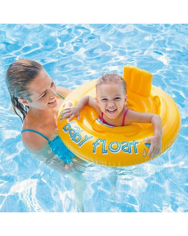 Intex baby swimming ring with 70cm diameter, suitable for children 6 months and older, featuring colorful design.