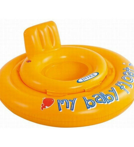 Intex baby swimming ring, 70 cm inflatable float for children over 6 months, blue with colorful design, outdoor pool toy