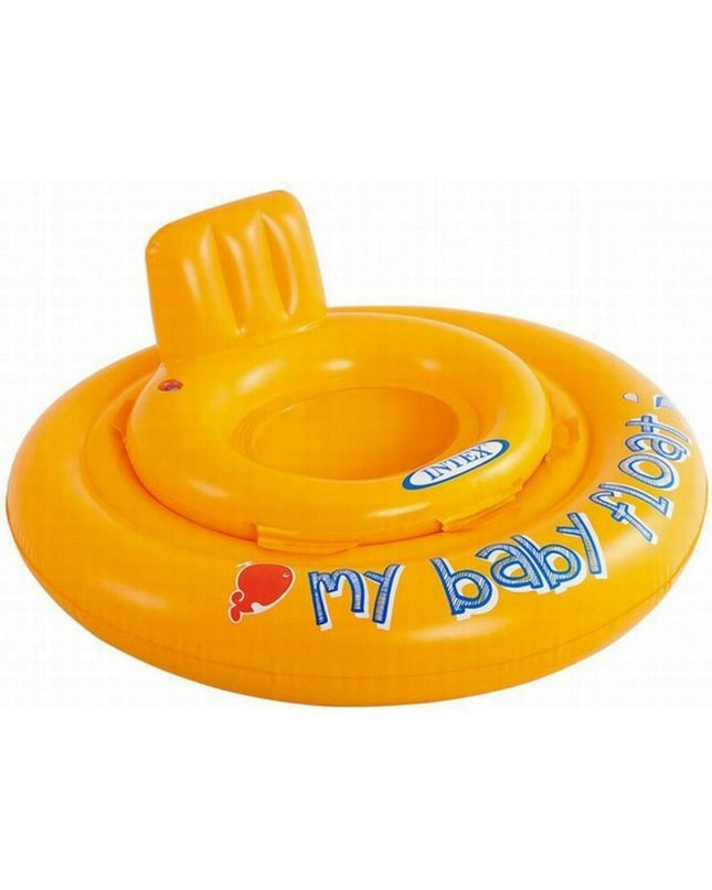 Intex baby swimming ring, 70 cm inflatable float for children over 6 months, blue with colorful design, outdoor pool toy