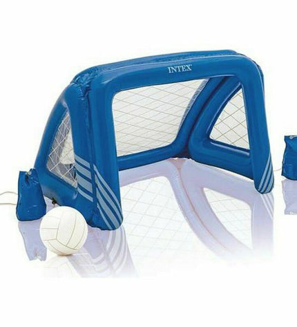 Inflatable basketball goal by Intex for outdoor play, measuring 140 x 89 x 81 cm, designed for fun and sports activities.