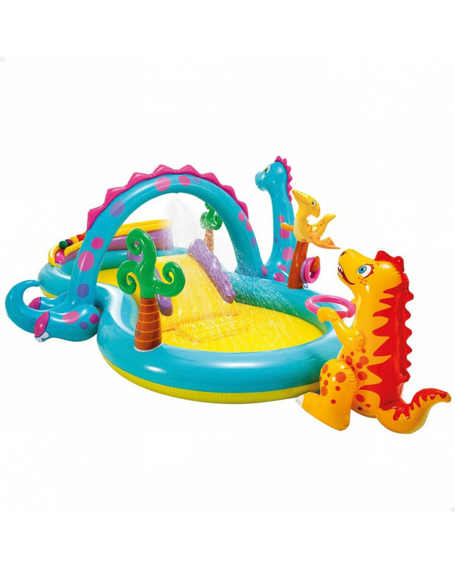 Intex inflatable kids' pool with dinosaur design, 302 x 112 x 229 cm, suitable for outdoor play and water fun