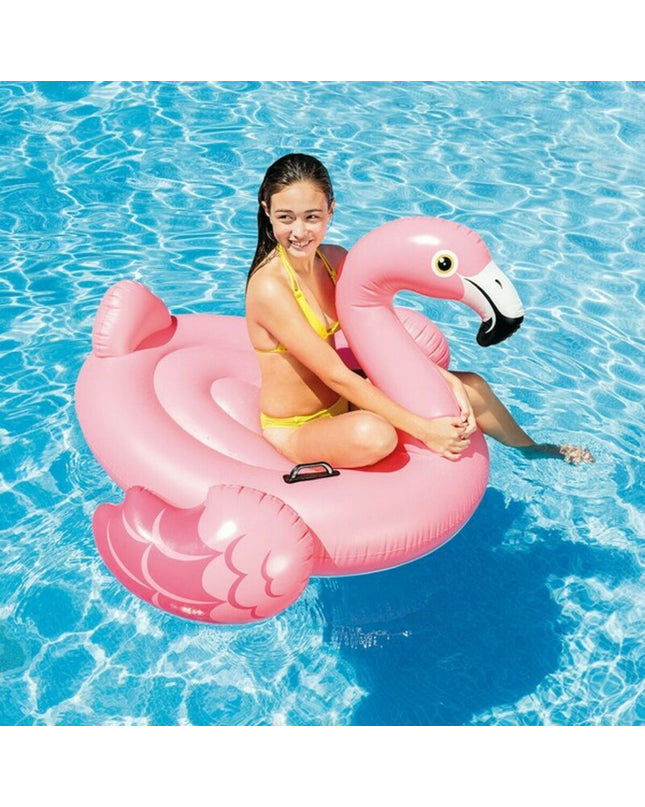 Inflatable Intex flamingo pool toy, 142x137x97 cm, colorful outdoor swimming pool decoration for kids' play and fun.