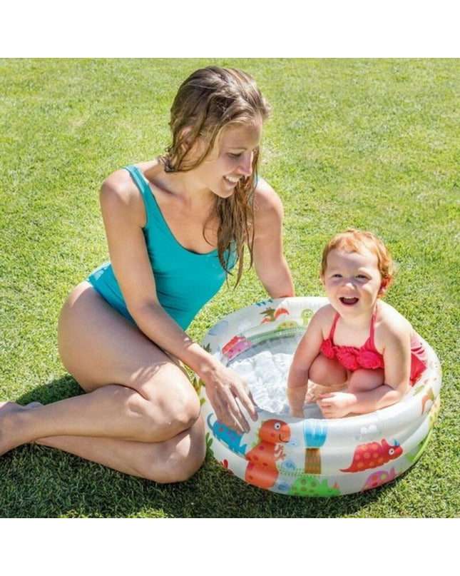 Colorful Intex inflatable animal pool float, made of PVC, 61 x 22 cm, designed for outdoor play and swimming fun.