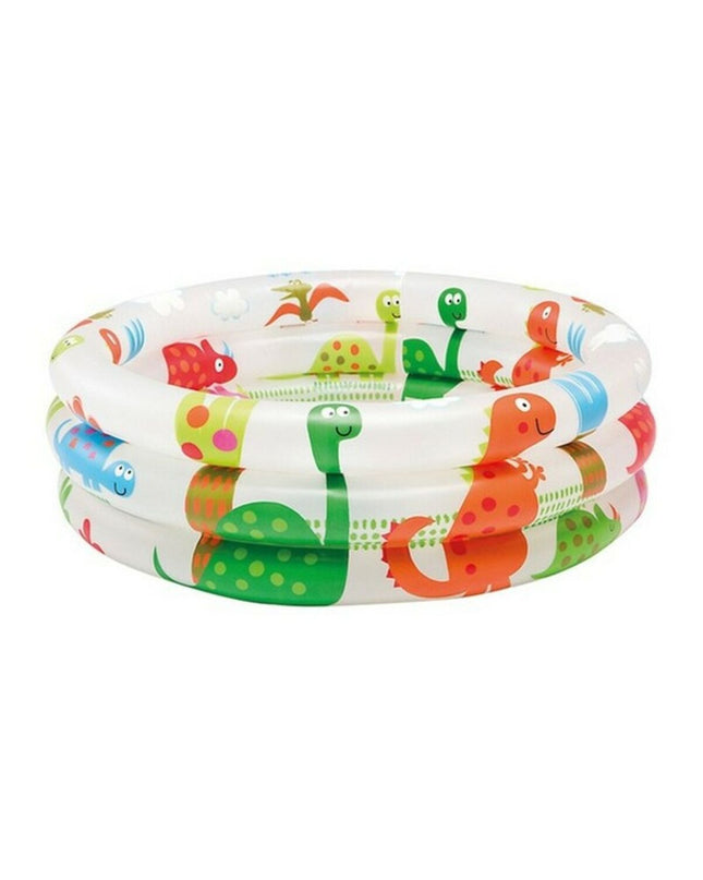 Intex inflatable pool toy with colorful animal designs, made of 100% PVC, measuring 61 x 22 cm, suitable for outdoor play.