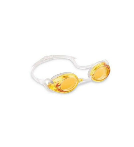 Blue and pink children's swimming goggles by Intex, designed for water sports and outdoor swimming activities.