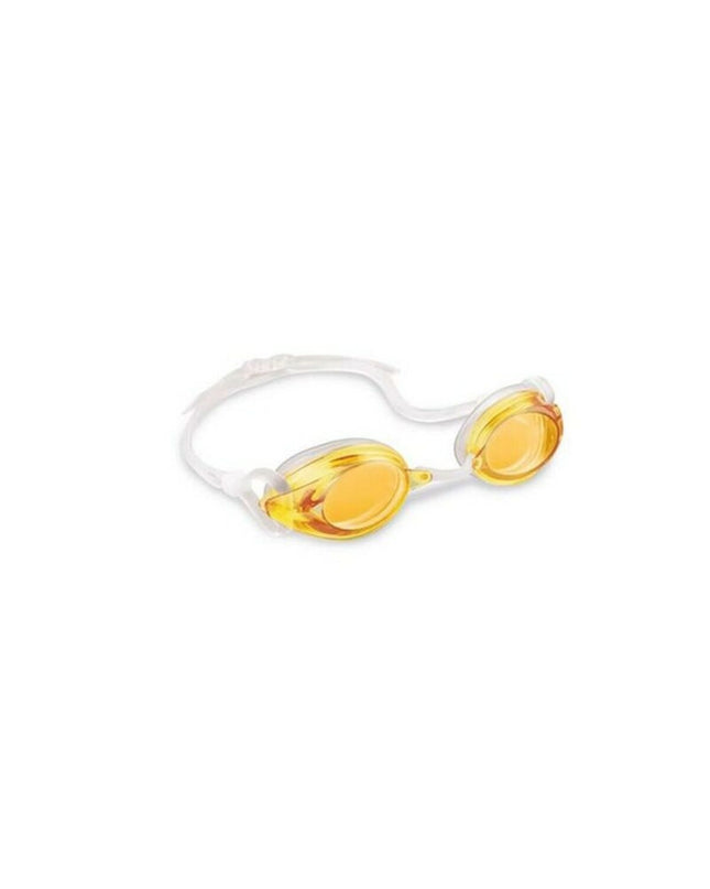Blue and pink children's swimming goggles by Intex, designed for water sports and outdoor swimming activities.