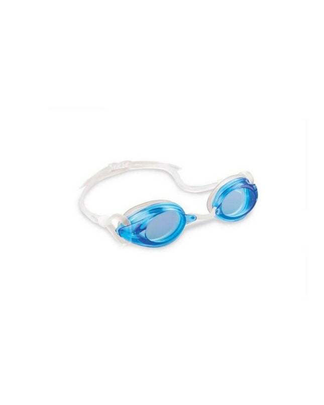 Blue and pink Intex kids swimming goggles for sports and watersport activities, designed for comfortable outdoor water fun.
