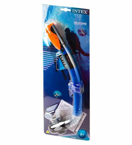 Intex Hyper-Flow snorkel tube for water sports, featuring a streamlined design and adjustable mouthpiece for outdoor snorkeling.