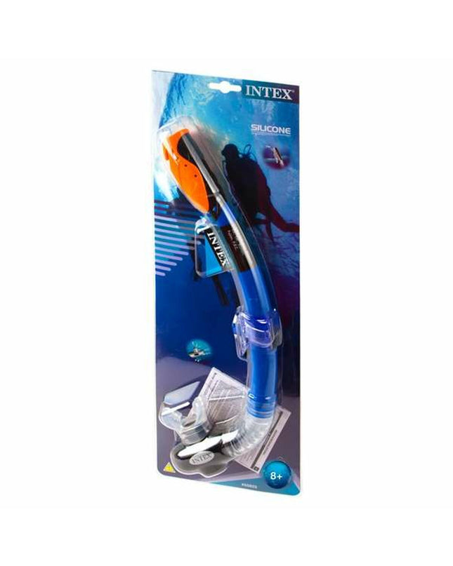 Intex Hyper-Flow snorkel tube for water sports, featuring a streamlined design and adjustable mouthpiece for outdoor snorkeling.