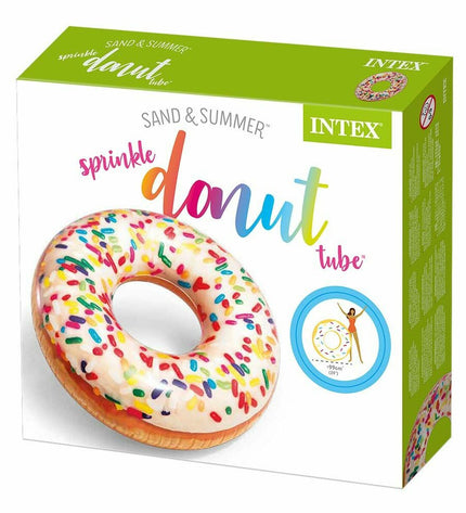 Intex Donut inflatable pool float in white, 99 x 25 cm, suited for swimming and outdoor fun.