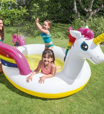 Intex inflatable swimming pool 272 x 193 x 104 cm, ideal for outdoor fun and water play.