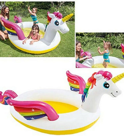 Inflatable swimming pool by Intex, 272 x 193 x 104 cm, suitable for outdoor play and summer fun.