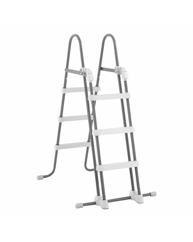 Intex zwembadladder model 28075 with sturdy steps and handrails, designed for safe access to above-ground pools.