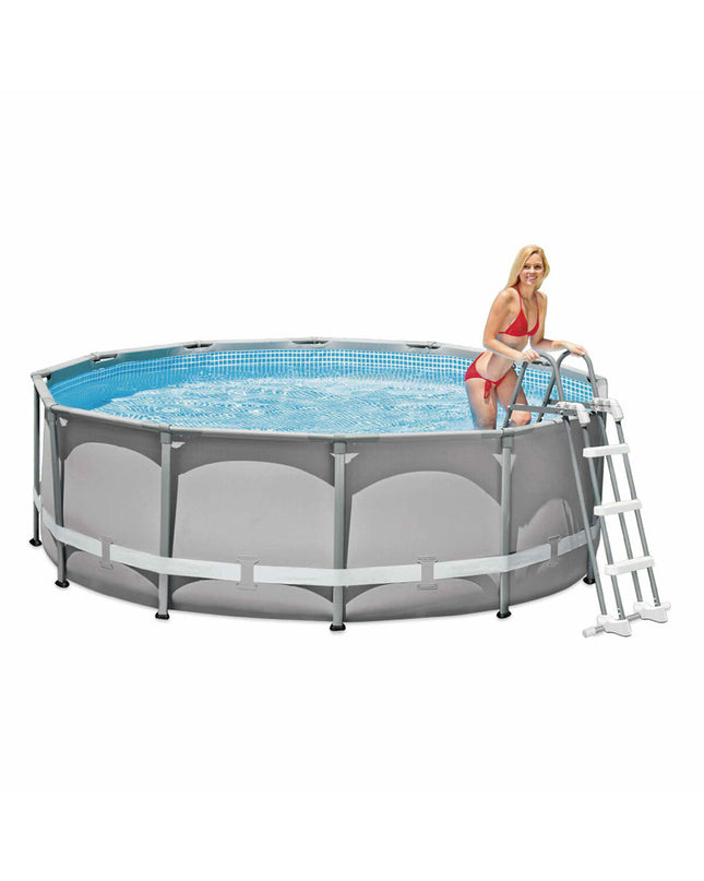 Intex zwembad ladder with sturdy steps and handrails, designed for easy access to outdoor pools and jacuzzis.