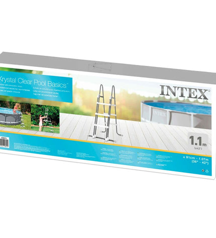 Intex Pool Ladder 28075 with sturdy steps and handrails for safe access to above-ground pools.