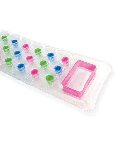 Inflatable mattress Intex 59894EU used as outdoor toy or game, shown in a compact, deflated state with bright colors.