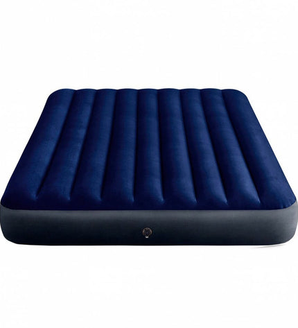Intex STANDARD CLASSIC DOWNY air mattress for camping, 203 x 152 cm, with soft top surface, suitable for outdoor sleeping.