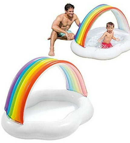 Inflatable Intex 57141 kiddie pool in blue with 82-liter capacity, featuring 142 x 119 x 84 cm dimensions for outdoor fun.