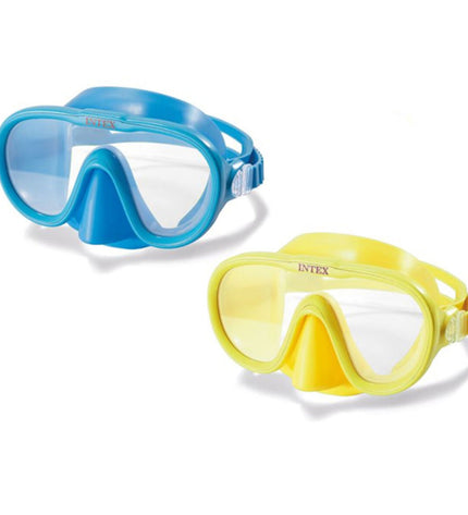 Intex Duikbril watersport diving mask with adjustable strap, clear lens, and sturdy frame for outdoor water activities.