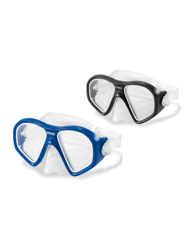 Intex Rider swimming goggles for watersports, sporty design with adjustable straps and clear lenses for outdoor swimming activities.